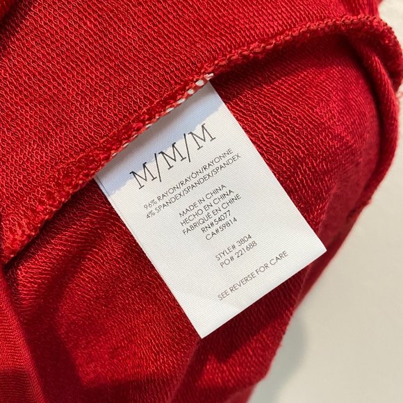 CAbi Red Blouse Long Sleeve Sweater Neck Tie Medium Holiday Rayon - Picture 10 of 10